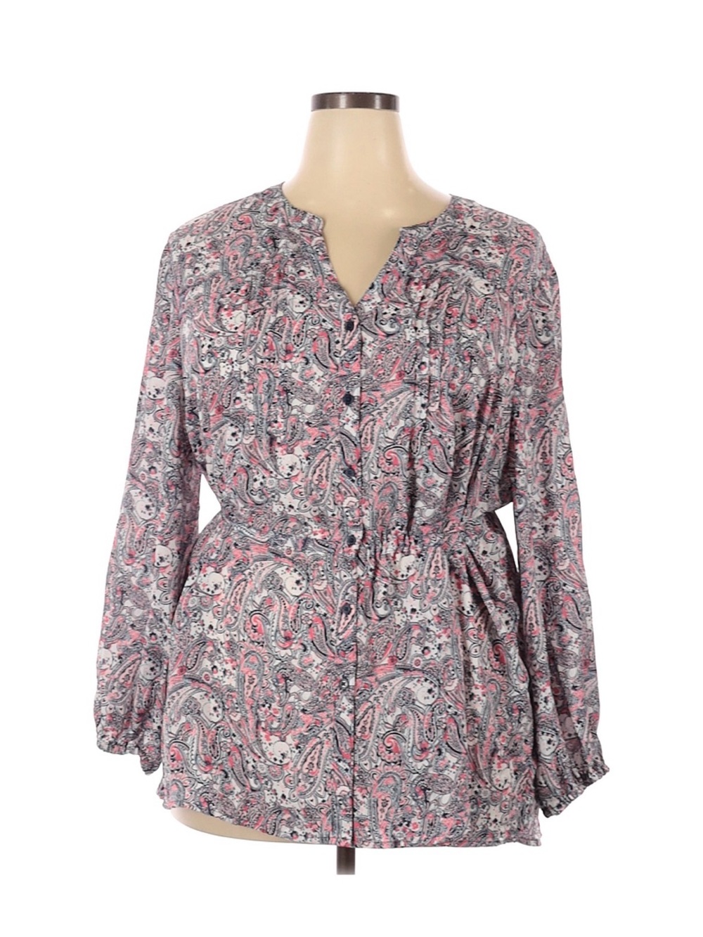 Terra & Sky Pink Paisley Button-Up Tunic